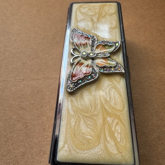 Butterfly Embellished Jewelry Box Vintage Fifth Ave lipstick holder butterfly. - Picture 5 of 6
